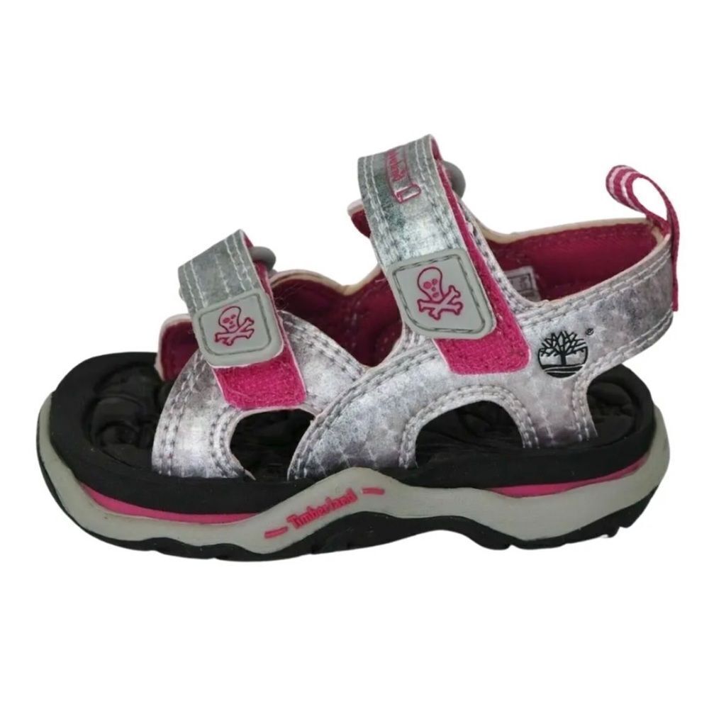 Timberland Sandals 30772M Toddler's 2 Strap Silver Pink Leather Vintage Sz 3